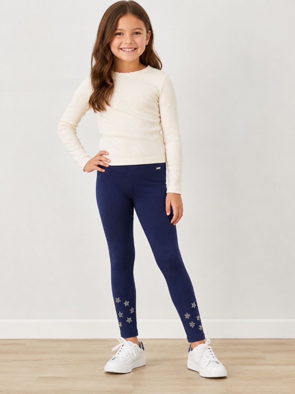 Tommy Hilfiger Girls S/P 6-7 Blue Star Leggings Rhinestone